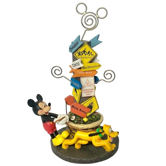 Vintage Authentic Disney Parks Mickey & Pluto Photo/Card Holder w/ Signs - Picture 1 of 9